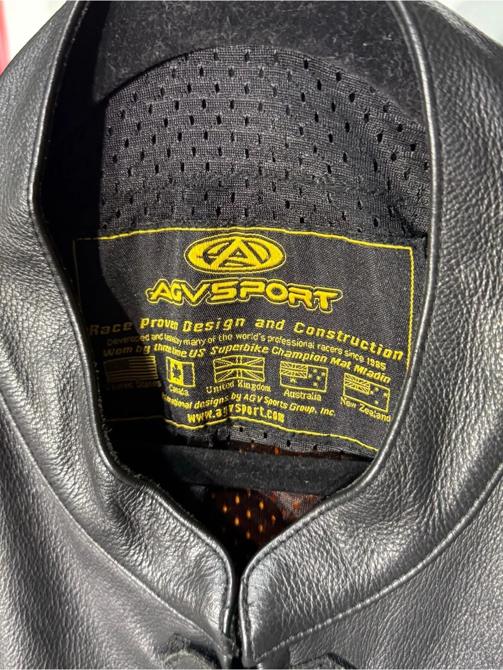 vintage agv sport suzuki logo black leather motorcycle jacket 52 mens US size L